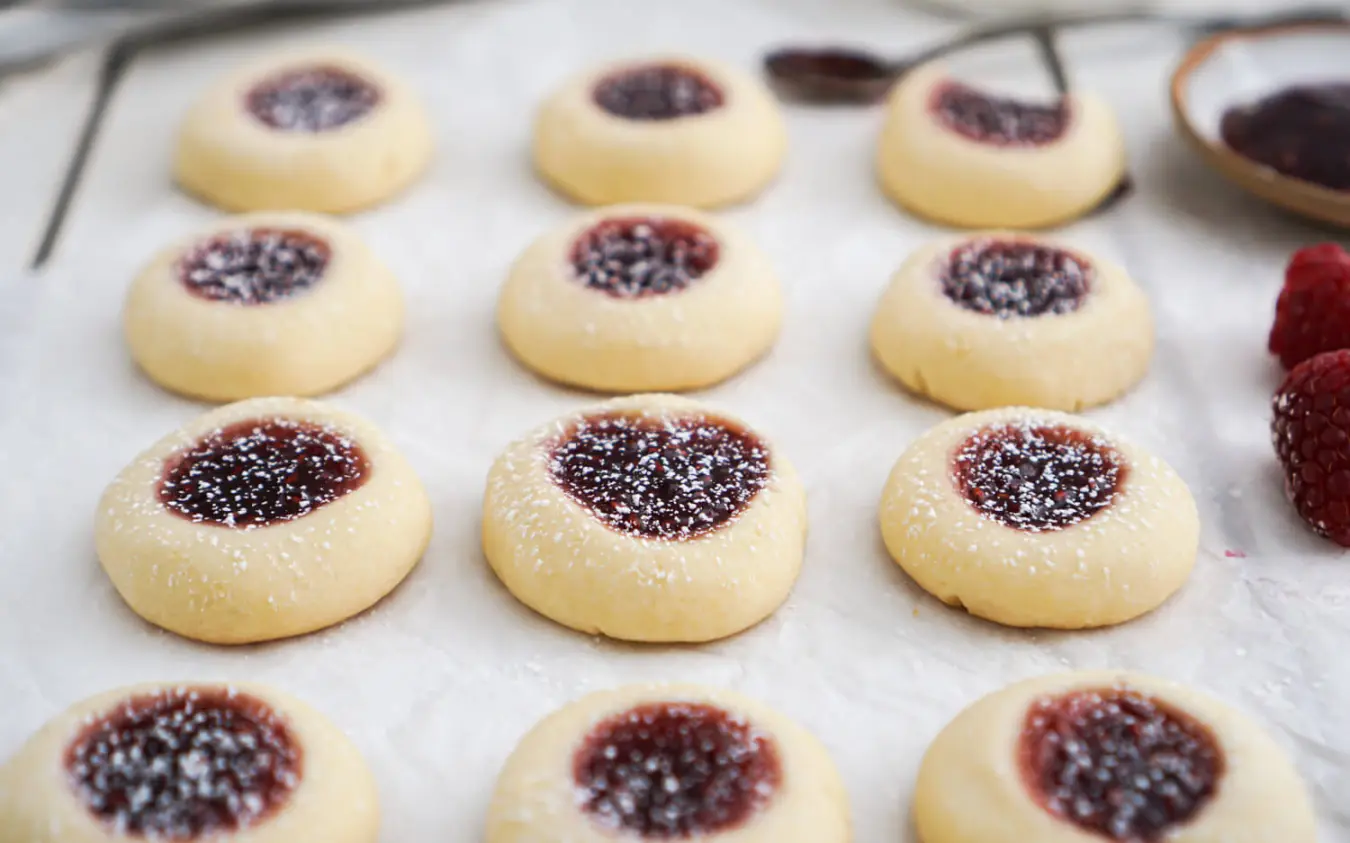 The BEST Raspberry Thumbprint Cookies (Soft & Buttery) - Baking for Friends